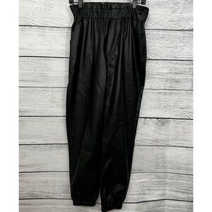 Vintage Havana High-Waisted Black Faux Leather Joggers Size L